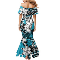 Polynesian Valentine Mermaid Dress Couple Floral Unique Sky Blue Version LT01 - Polynesian Pride