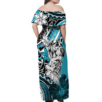 Polynesian Valentine Off Shoulder Maxi Dress Couple Floral Unique Sky Blue Version LT01 - Polynesian Pride