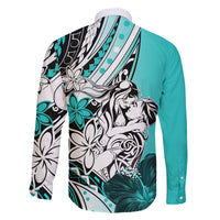 Polynesian Valentine Family Matching Tank Maxi Dress and Hawaiian Shirt Couple Floral Unique Turquoise Version LT01 - Polynesian Pride