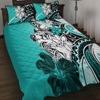 Polynesian Valentine Quilt Bed Set Couple Floral Unique Turquoise Version LT01 - Polynesian Pride