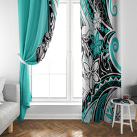 Polynesian Valentine Window Curtain Couple Floral Unique Turquoise Version LT01 - Polynesian Pride