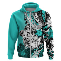 Polynesian Valentine Zip Hoodie Couple Floral Unique Turquoise Version LT01 Zip Hoodie Turquoise - Polynesian Pride