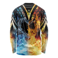 Personalised Polynesian Heart In Fire And Water Long Sleeve Shirt Romantic Elements