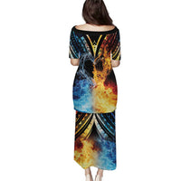 Personalised Polynesian Heart In Fire And Water Puletasi Romantic Elements