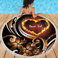 Personalised Polynesian Fiery Heart Beach Blanket Passionate Love