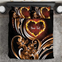 Personalised Polynesian Fiery Heart Bedding Set Passionate Love
