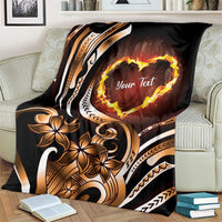 Personalised Polynesian Fiery Heart Blanket Passionate Love