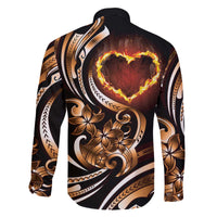 Personalised Polynesian Fiery Heart Family Matching Off The Shoulder Long Sleeve Dress and Hawaiian Shirt Passionate Love