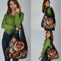 Polynesian Fiery Heart Grocery Bag Passionate Love