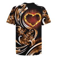 Personalised Polynesian Fiery Heart Rugby Jersey Passionate Love