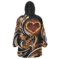Personalised Polynesian Fiery Heart Wearable Blanket Hoodie Passionate Love