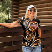 Personalised Polynesian Fiery Heart Women Polo Shirt Passionate Love