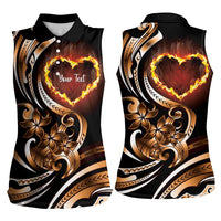 Personalised Polynesian Fiery Heart Women Sleeveless Polo Shirt Passionate Love LT01 - Polynesian Pride