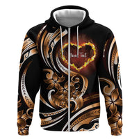Personalised Polynesian Fiery Heart Zip Hoodie Passionate Love