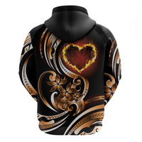 Personalised Polynesian Fiery Heart Zip Hoodie Passionate Love