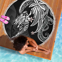 Polynesian Mermaid Plumeria Tribal Tattoo Beach Blanket
