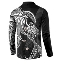 Polynesian Mermaid Plumeria Tribal Tattoo Button Sweatshirt