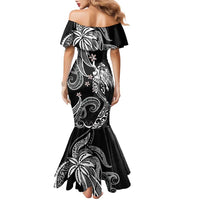 Polynesian Mermaid Plumeria Tribal Tattoo Family Matching Mermaid Dress and Hawaiian Shirt