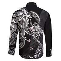 Polynesian Mermaid Plumeria Tribal Tattoo Family Matching Short Sleeve Bodycon Dress and Hawaiian Shirt