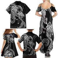 Polynesian Mermaid Plumeria Tribal Tattoo Family Matching Summer Maxi Dress and Hawaiian Shirt