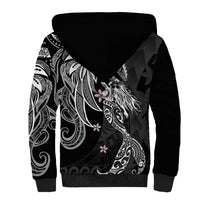 Polynesian Mermaid Plumeria Tribal Tattoo Sherpa Hoodie