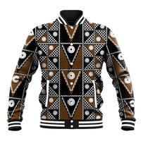 Fiji Brown Masi Pattern Baseball Jacket Fijian Tapa