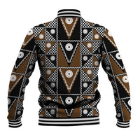 Fiji Brown Masi Pattern Baseball Jacket Fijian Tapa
