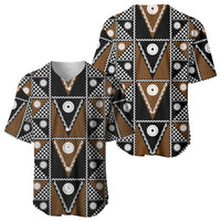 Fiji Brown Masi Pattern Baseball Jersey Fijian Tapa
