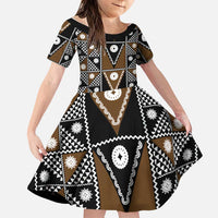 Fiji Brown Masi Pattern Family Matching Mermaid Dress and Hawaiian Shirt Fijian Tapa