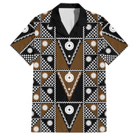 Fiji Brown Masi Pattern Family Matching Off Shoulder Short Dress and Hawaiian Shirt Fijian Tapa