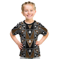 Fiji Brown Masi Pattern Kid T Shirt Fijian Tapa