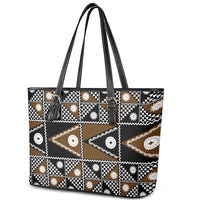 Fiji Brown Masi Pattern Leather Tote Bag Fijian Tapa