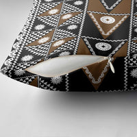 Fiji Brown Masi Pattern Pillow Cover Fijian Tapa
