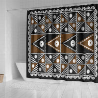 Fiji Brown Masi Pattern Shower Curtain Fijian Tapa