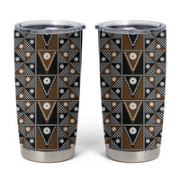 Fiji Brown Masi Pattern Tumbler Cup Fijian Tapa