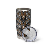 Fiji Brown Masi Pattern Tumbler Cup Fijian Tapa