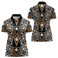 Fiji Brown Masi Pattern Women Polo Shirt Fijian Tapa LT01 - Polynesian Pride
