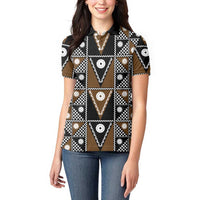 Fiji Brown Masi Pattern Women Polo Shirt Fijian Tapa LT01 - Polynesian Pride