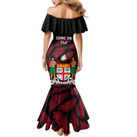 Fiji Rugby Mermaid Dress Flying Fijians Red Palm Tree Version LT01 - Polynesian Pride