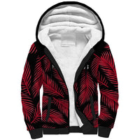 Fiji Rugby Sherpa Hoodie Flying Fijians Red Palm Tree Version LT01 Unisex Black - Polynesian Pride