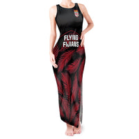 Fiji Rugby Tank Maxi Dress Flying Fijians Red Palm Tree Version LT01 Women Black - Polynesian Pride