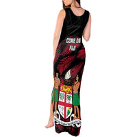 Fiji Rugby Tank Maxi Dress Flying Fijians Red Palm Tree Version LT01 - Polynesian Pride