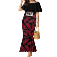 Custom Fiji Rugby Mermaid Dress Flying Fijians Red Palm Tree Version LT01 Women Black - Polynesian Pride