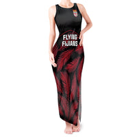 Custom Fiji Rugby Tank Maxi Dress Flying Fijians Red Palm Tree Version LT01 Women Black - Polynesian Pride