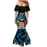Fiji Rugby Mermaid Dress Flying Fijians Blue Palm Tree Version LT01 - Polynesian Pride