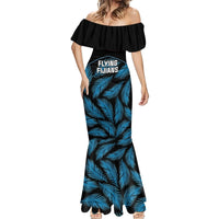Fiji Rugby Mermaid Dress Flying Fijians Blue Palm Tree Version LT01 - Polynesian Pride