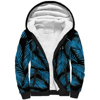 Fiji Rugby Sherpa Hoodie Flying Fijians Blue Palm Tree Version LT01 Unisex Black - Polynesian Pride