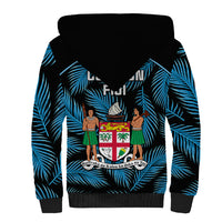 Fiji Rugby Sherpa Hoodie Flying Fijians Blue Palm Tree Version LT01 - Polynesian Pride