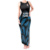Fiji Rugby Tank Maxi Dress Flying Fijians Blue Palm Tree Version LT01 Women Black - Polynesian Pride