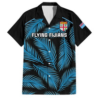 Custom Fiji Rugby Hawaiian Shirt Flying Fijians Blue Palm Tree Version LT01 Black - Polynesian Pride